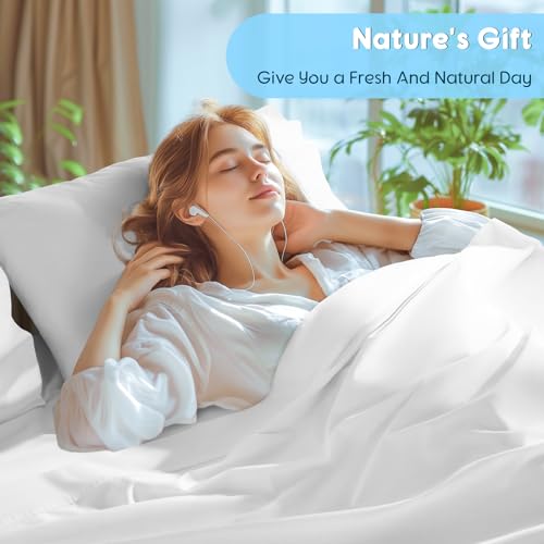 SONORO KATE 1000TC Egyptian Cotton King Sheets White, Extra Deep Pocket Bedding