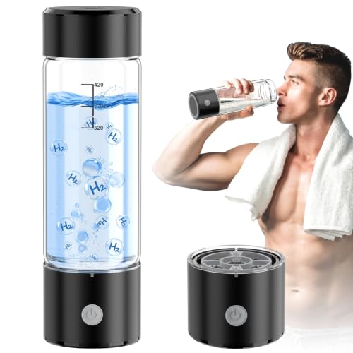 MOVOCA Hydrogen Water Bottle Black 15oz, Fast Hydrogen Rich Water Generator