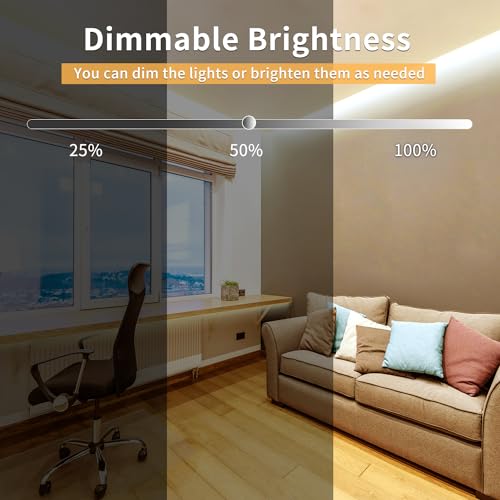 Warm White COB LED Strip Lights 100ft Dimmable Rope Lights with Remote & App Control