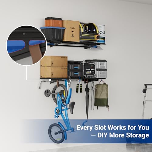 Wall-Mounted Garage Storage Shelf 2-Pack 4ft Heavy Duty Steel Shelves with Hardware