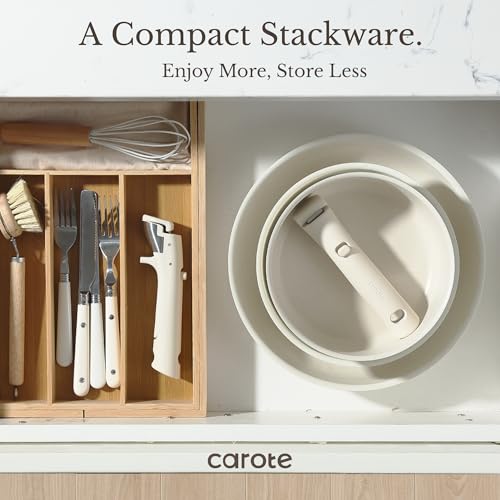 CAROTE 19pcs Pots and Pans Set Non Stick, Detachable Handle Cookware