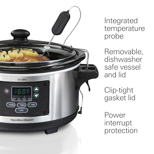 Hamilton Beach Stainless Steel 6-Quart Programmable Slow Cooker Set & Forget