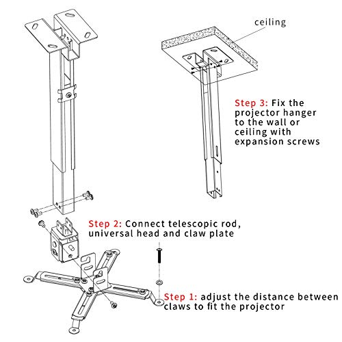 Universal Projector Wall Ceiling Mount Bracket Adjustable Height Extendable Arms