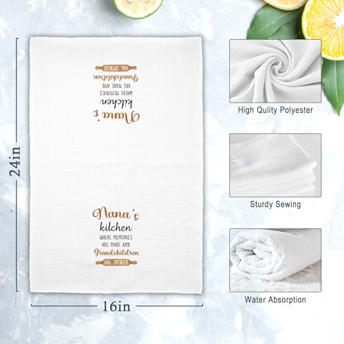 Spoiled Nana Kitchen Towels - Grandma Gifts for Mother's Day, Christmas, Rustic Farmhouse Decor, 16x24in Hand Towels