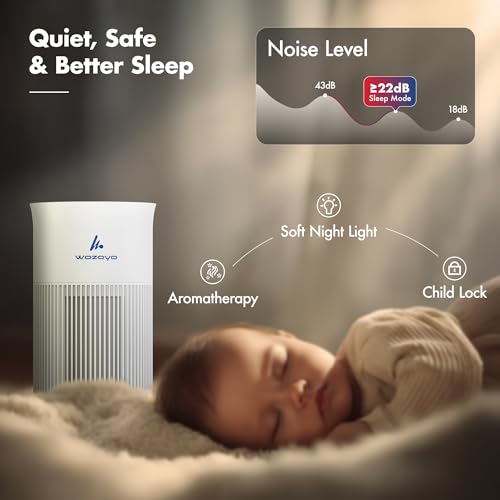 Compact HEPA Air Purifier for Bedroom & Office Up to 300 sq ft - 3-in-1 Filter with Aroma Pad