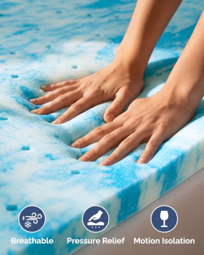 Twin Memory Foam Mattress Topper with Cooling Gel - 2 Inch Comfortable Sleep Pad