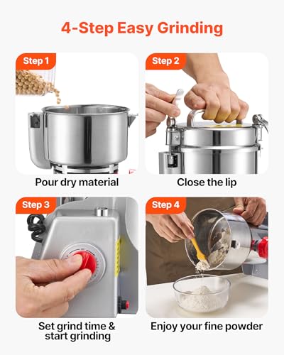 VEVOR 800g Electric Grain Mill Grinder 2100W High-Speed Spice & Coffee Pulverizer
