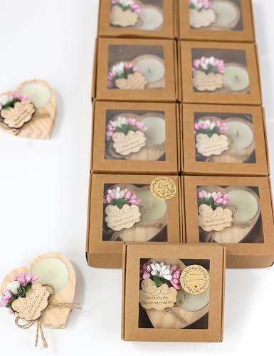 Pink Wooden Candle Holders Set of 50 Baby Shower Favors for Guests - Baptism & Return Gifts