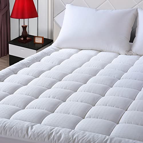 EASELAND King Size Cotton Mattress Topper Pillow Top White 78x80 Inch Deep Pocket