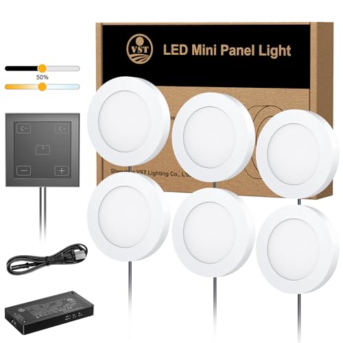 VST 6 Pack Under Cabinet Puck Lights with Dimmable CCT 3000K-6000K Touch Switch