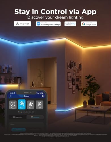 Govee RGBIC LED Strip Lights 9.8ft with Covers, Smart WiFi App Control