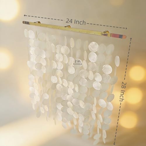 28L x 24W Inch Capiz Shell Wall Art Handmade Sea Shell Decor with Gold Rail