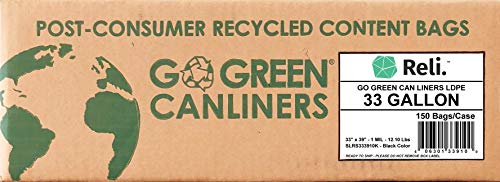 EcoStrong 33 Gallon Recyclable Trash Bags - 150 Count Bulk Black