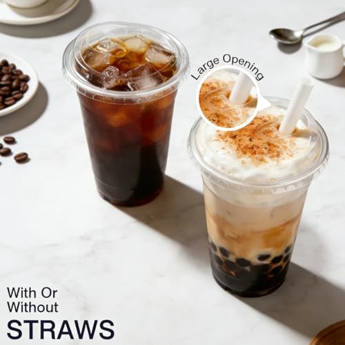 200 Pack 16 oz Clear Plastic Cups with Sip Lids - Disposable Cold Drink Cups - ARTLYMERS