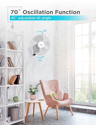 16-Inch Wall Fan with Remote Control - Oscillating, 3 Speeds, White - Variation of THIS listing