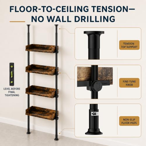 ALLZONE Tension Over The Toilet Storage Cabinet, No-Drill, Fits