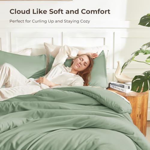 Litanika King Sage Green Comforter Set 3 Pieces - Lightweight Boho Bed Bedding