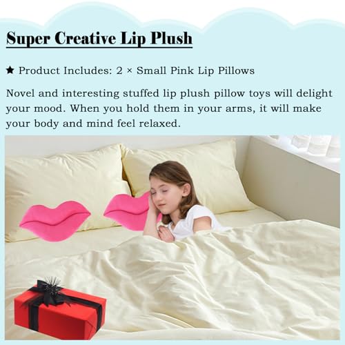 zhidiloveyou 2PCS 11" Lip Plush Pink Small Decor Pillow Cute Hug Toy Soft Lip Shaped Cushion