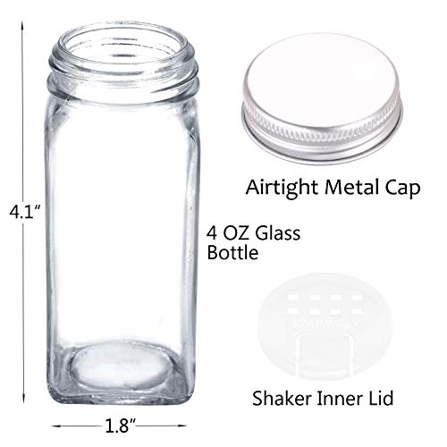 48 Pack Glass Spice Jars with Airtight Lids & 703 Labels - Kitchen Storage Set