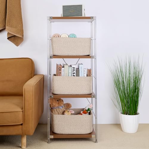Large Storage Baskets for Closet Organization - 17x13x7.5 Inches, Natural Rope, 4 Pack (L17×W13×H7.5")