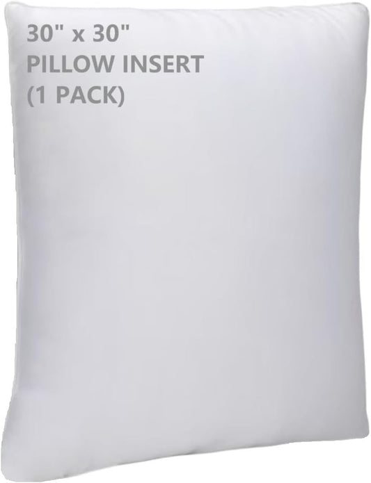 WINGLAM Throw Pillow Inserts - Hypoallergenic Ultra Soft Decorative Stuffers | 30x30 Inches, White