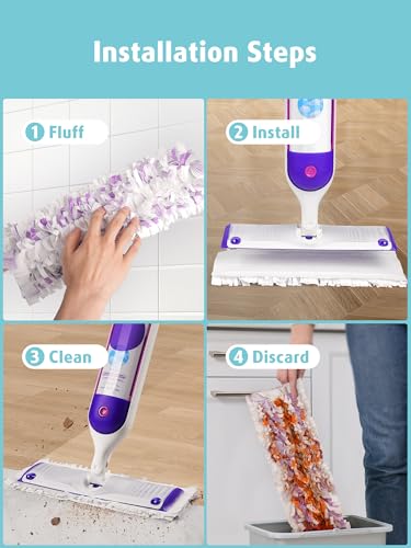 AIR U+ 48 Pack Disposable Power Mop Pads for Swiffer Power Mop, Thick 14-Layer, Large Size, Easy to Use, Wet & Dry Cleaning Refills