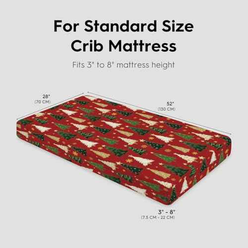 Horaldaily 2 Pack Fitted Crib Sheet for Boys Girls,Christmas Soft Breathable Washable Jersey Microfiber Baby Crib Sheet, Fits Standard Size Crib Mattress 28in x 52in, Trees Nursery Sheet Red/Red