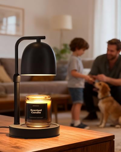 Black Dimmable Candle Warmer Lamp with Timer & Adjustable Height - Safe Wax Melter for Jar Candles, Home Decor & Gifts