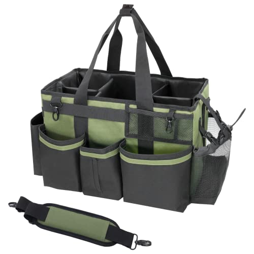 Green Wearable Cleaning Caddy Organizer with Handle & Shoulder Straps for Housekeepers, Home, Car, & Kitchen