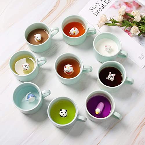 Jeuhoue Celadon Polar Bear Ceramic Mug with Hidden 3D Animal, 8oz