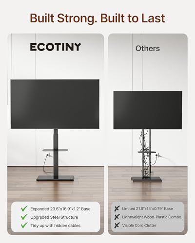 Steel Base Floor TV Stand for 37-75 inch TVs up to 110 lbs, Black