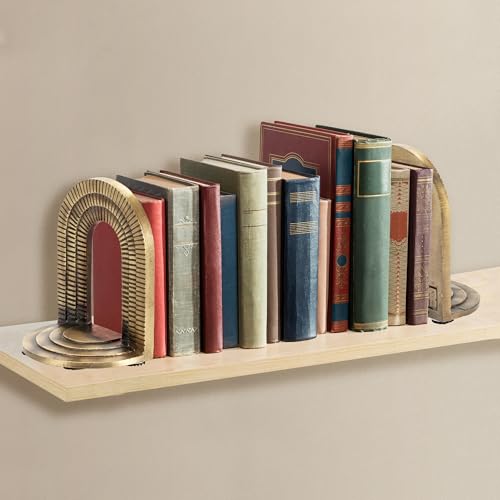 Cast Iron Brick Arch Bookends Set - Antique Brass Decor for Shelves