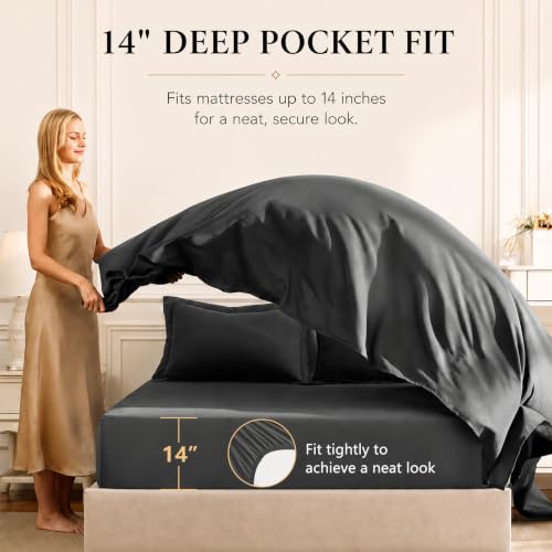 King Comforter Set 102x90 Dark Grey - 7 Piece Bed in a Bag - CozyLux