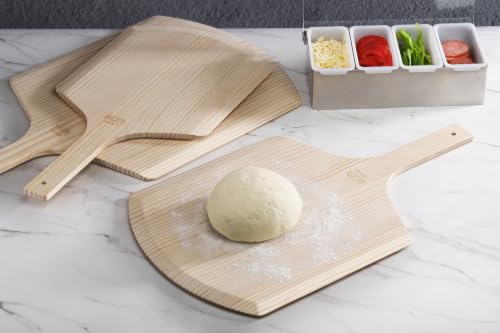 Wooden Pizza Peel - 16 x 14 Inch Blade, 24 Inch Overall | Basswood Baking Tool