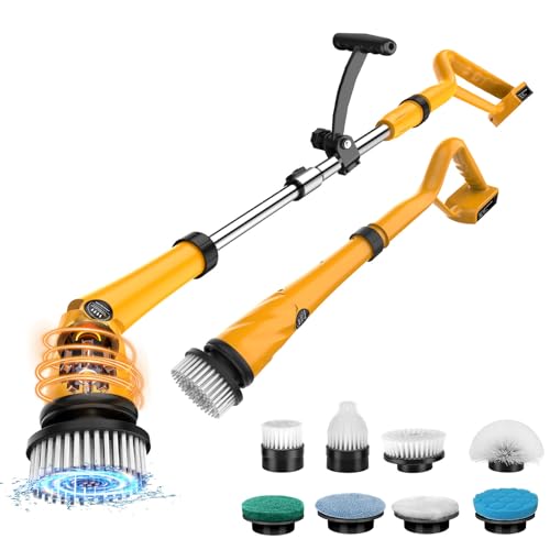 Denqir Yellow 1500 RPM Electric Spin Scrubber for Dewalt 20V Batteries, Bathroom & Floor Cleaning
