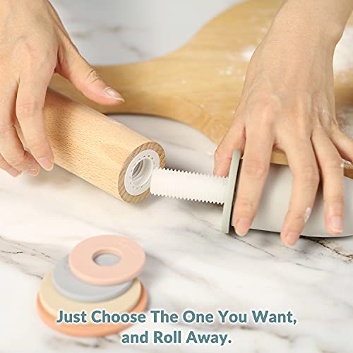 Geesta Adjustable Wooden Rolling Pin with 5 Thickness Rings - Western Style