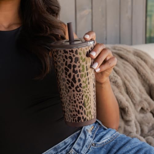 HydroJug 20 oz Ceramic-Lined Spill-Resistant Tumbler - Brown Leopard Variation