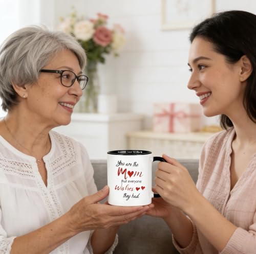 Mom-Ideal Mom White Mug - LIMUIKA 11oz Gift for Mom from Daughter, Mother's Day