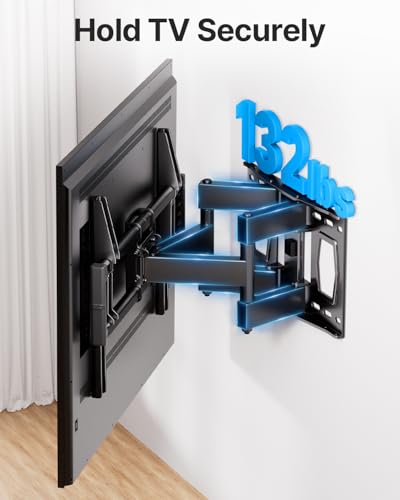 USX STAR Full Motion TV Wall Mount for 37-85 Inch TVs - Fits Up to 132lbs, 16" Wood Stud, Max VESA 600x400mm, Swivel & Tilt Articulating Bracket, 55+ 65 70 75 Inch