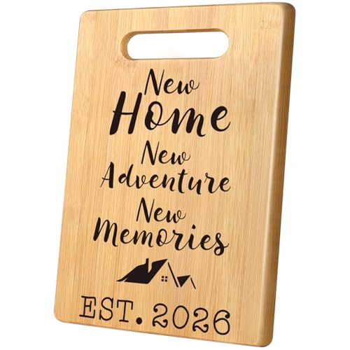 Housewarming Gifts Engraved Bamboo Cutting Board - New Home, MY-ALVVAYS, 7.7x11.8 Inches