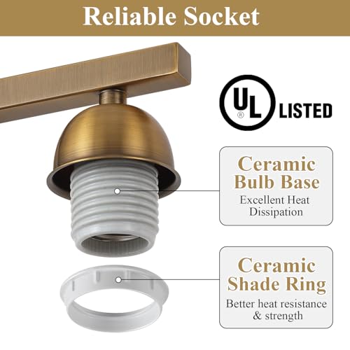 Brass 3-Light Milk Glass Vanity Light Fixture for Bathroom Wall Mount - Dimmable, UL Certified