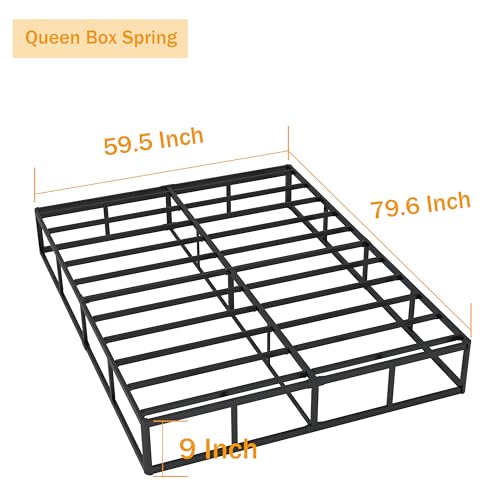 SHLAND 9 Inch Queen Size Box Spring Mattress Foundation - Reinforced Metal Support
