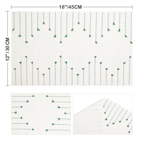 Artoid Mode Dark Green Christmas Woven Rustic Placemats Set of 4 12x18 Inch
