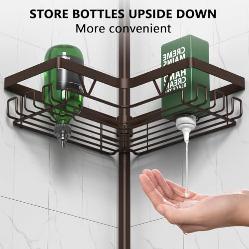 DAOYA Bronze Corner Shower Caddy Tension Pole Organizer - Rustproof Bathroom Storage