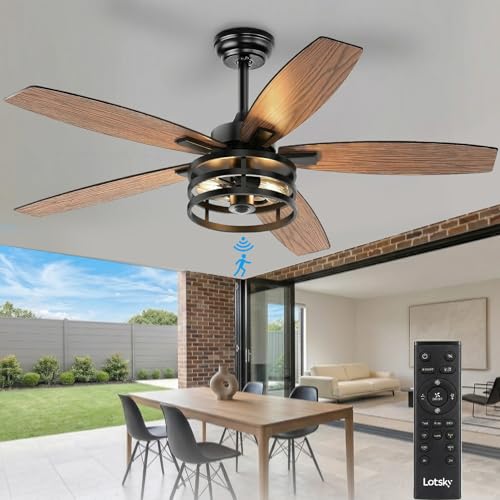 Lotsky 42-inch Outdoor Motion Sensor Ceiling Fan with Light & Remote