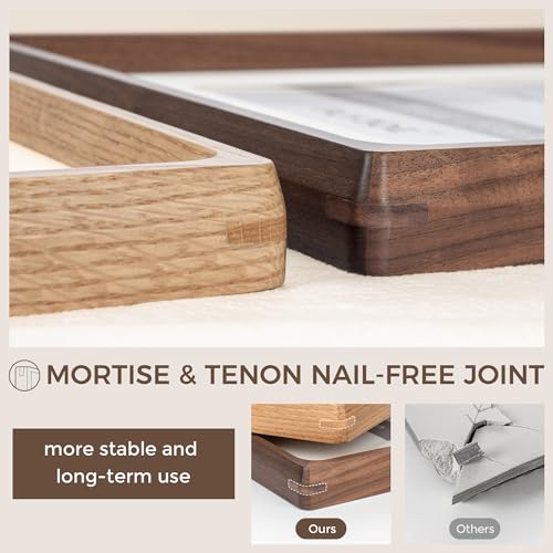 American Black Walnut Picture Frame Set - 11x14 Wall Mounts with Tempered Glass - Set of 2