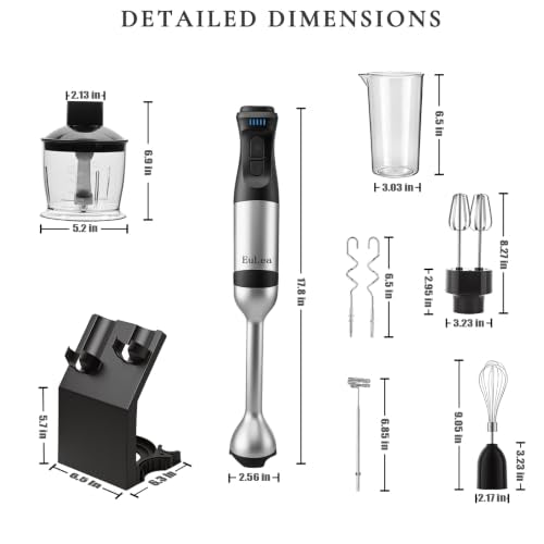 8-in-1 Immersion Blender Kit 1200W 5-Speed Hand Blender with Accessories