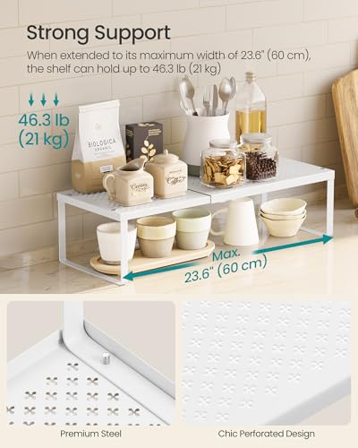 Matte White Expandable Spice Rack Set of 2 - Kitchen Countertop & Cabinet Storage