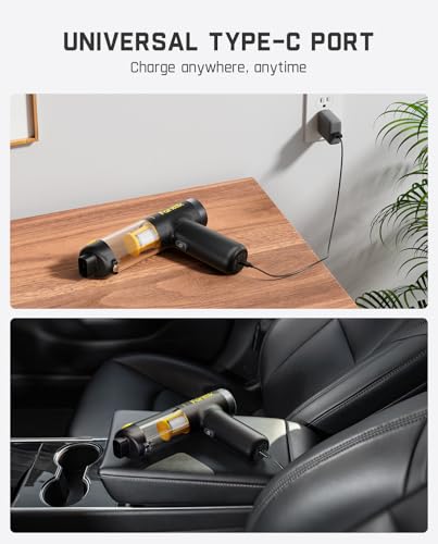 Cordless Handheld Car Vacuum Cleaner with LED Display, 16kPa Suction, 4-in-1 Dusting Tool