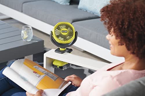 Ryobi 18V ONE+ Clamp Fan with Rotatable Head, 10cm Portable Cordless Fan